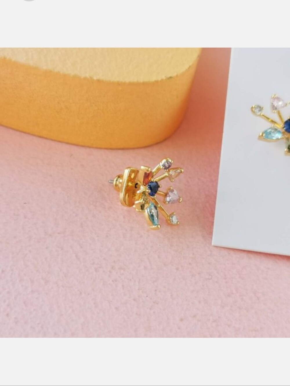 kate spade Gold-Tone Multi-Gemburst Flower Earrings - Blue, Pink, Purple, Aqua - Picture 2 of 3